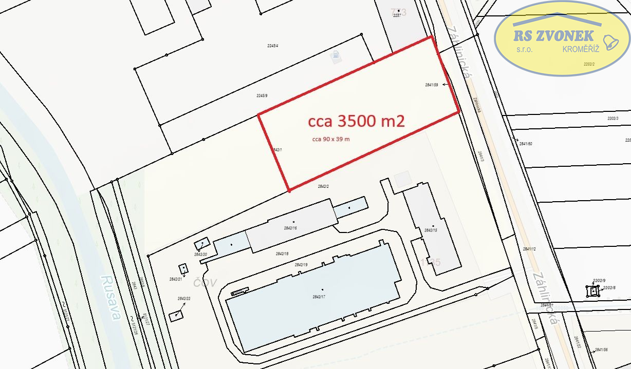 Komerční pozemek 3500 m2, Hulín - obrázek č.2