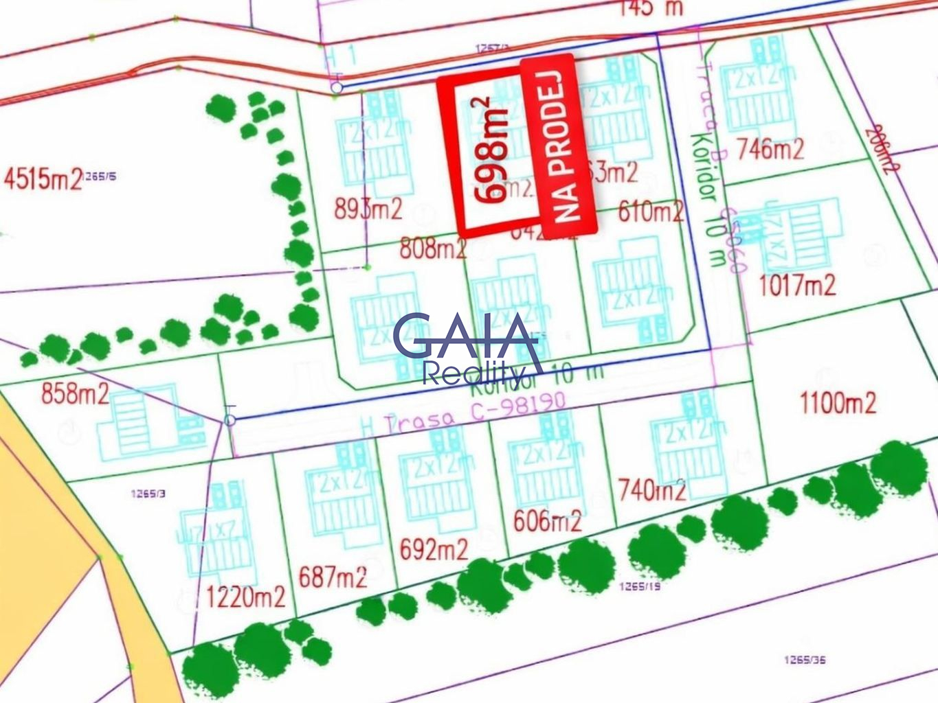 Stavební pozemek 698 m² – Strážovice, poslední volný - titulní obrázek--